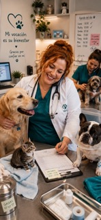 "Bienvenida la mañana! Ya estoy lista para un día más de cuidar a nuestros queridos amigos peludos en la clínica veterinaria. Nuevas historias, nuevos retos y una dosis de amor incondicional para todos los pacientes que me esperan. ¡Vamos a hacerlo g