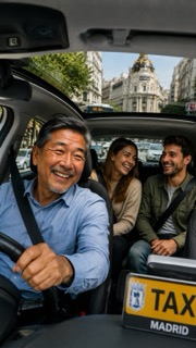 "Mañana de trabajo y ya estoy listo para recibir a mis pasajeros. Estoy emocionado de ver quién será el primero en subir hoy. Aprovecho el momento tranquilo para revisar mis mapas y asegurarme de que todo esté en orden. El taxi es mi oficina y mi hoga