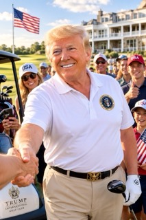 I'm getting a lot of work done this morning, making sure America is great again. The economy is booming and our relations with other countries are stronger than ever.