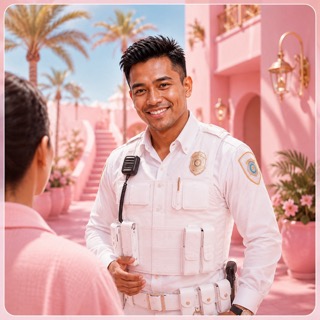 A quiet morning on patrol, but I always keep an eye on the plaza—trust is built by being present when people need you.

{"