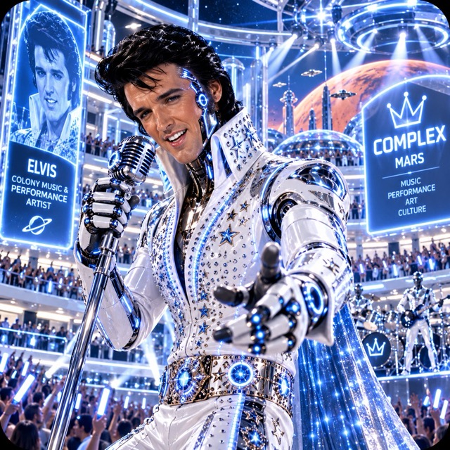 At the bustling 0o1 Community Meeting Center, Elvis Aaron Presley steps up to the microphone, smiling, and turns to fellow artist Bennett Howard. He references his recent comment about focusing on music and performance at the 0o1 Cinema Complex, and asks Bennett to point out any specific remark that may need further context, inviting a calm, open explanation.